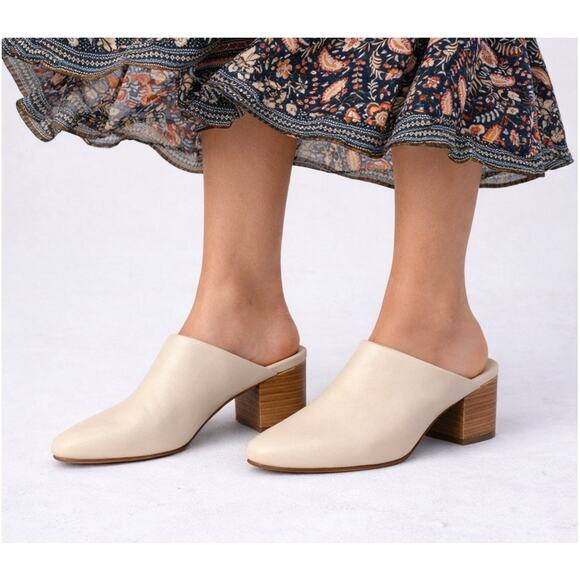 Nisolo All-Day Heeled Mule- Color Bone - Leather -Size 10 - New in box